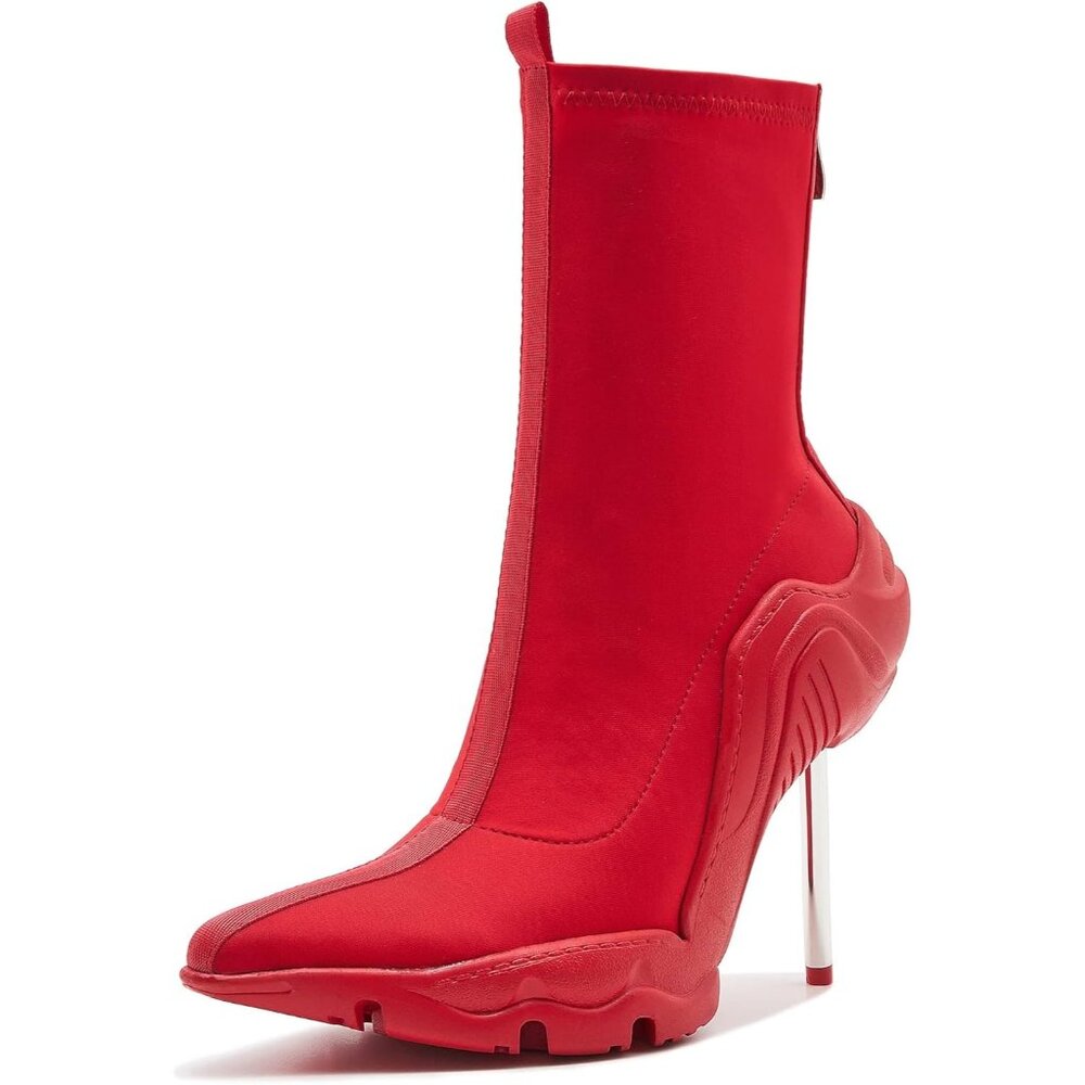 Women's Red Ankle Boots High Heel Boots Fashion Pointed Toe Ankle Booties